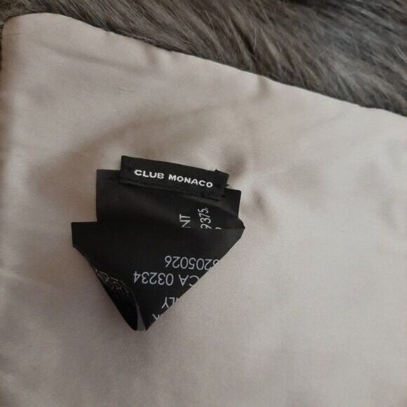 CLUB MONACO Faux Fur & Silk Lining Scarf Grey Sz O/S - Picture 5 of 6